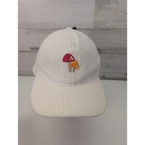 Mushroom Hat Cap Strap Back One Size White Corduroy Embroidered Baseball Mens